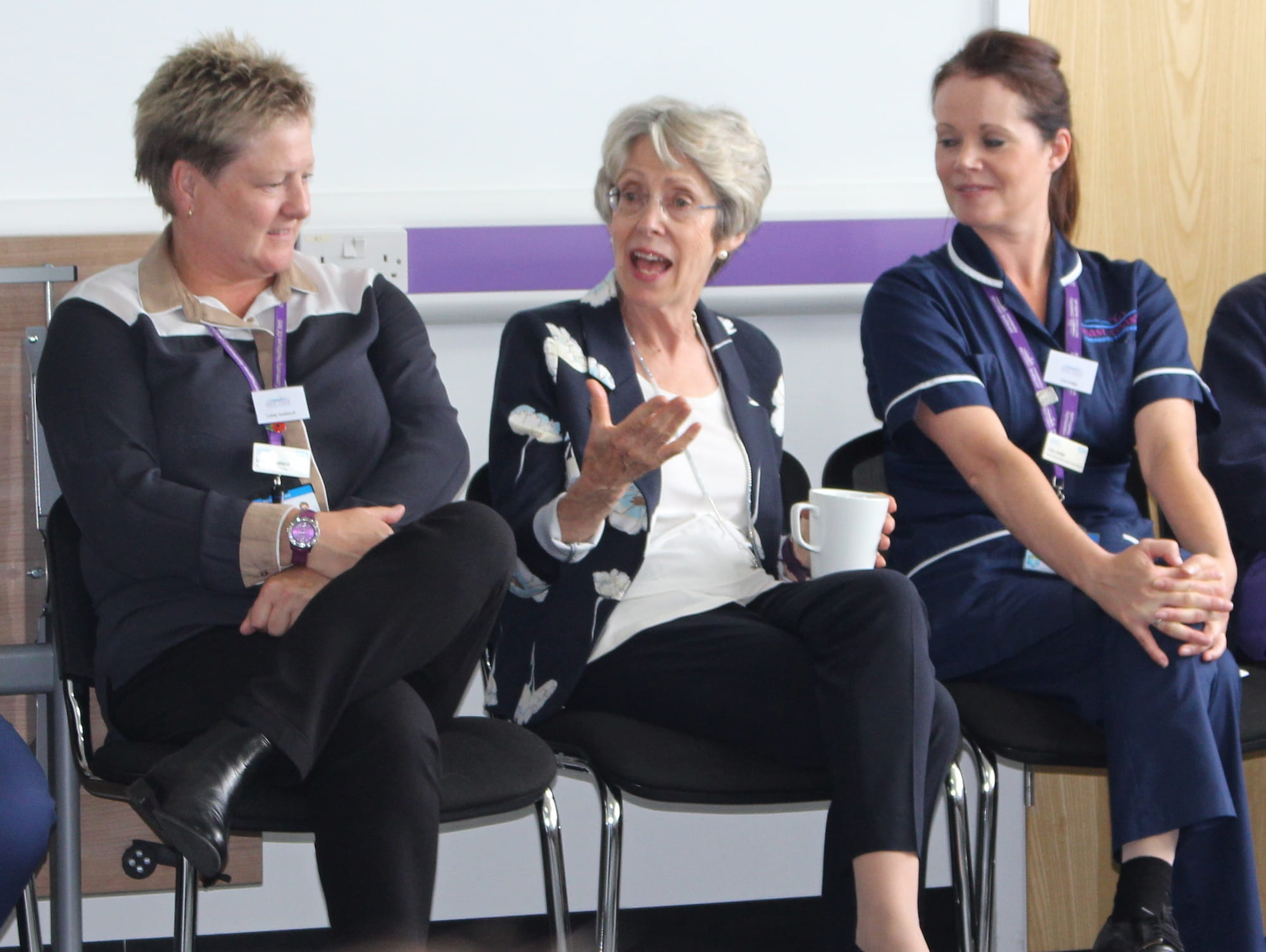 Former Secretary of State for Health Patricia Hewitt taking to staff