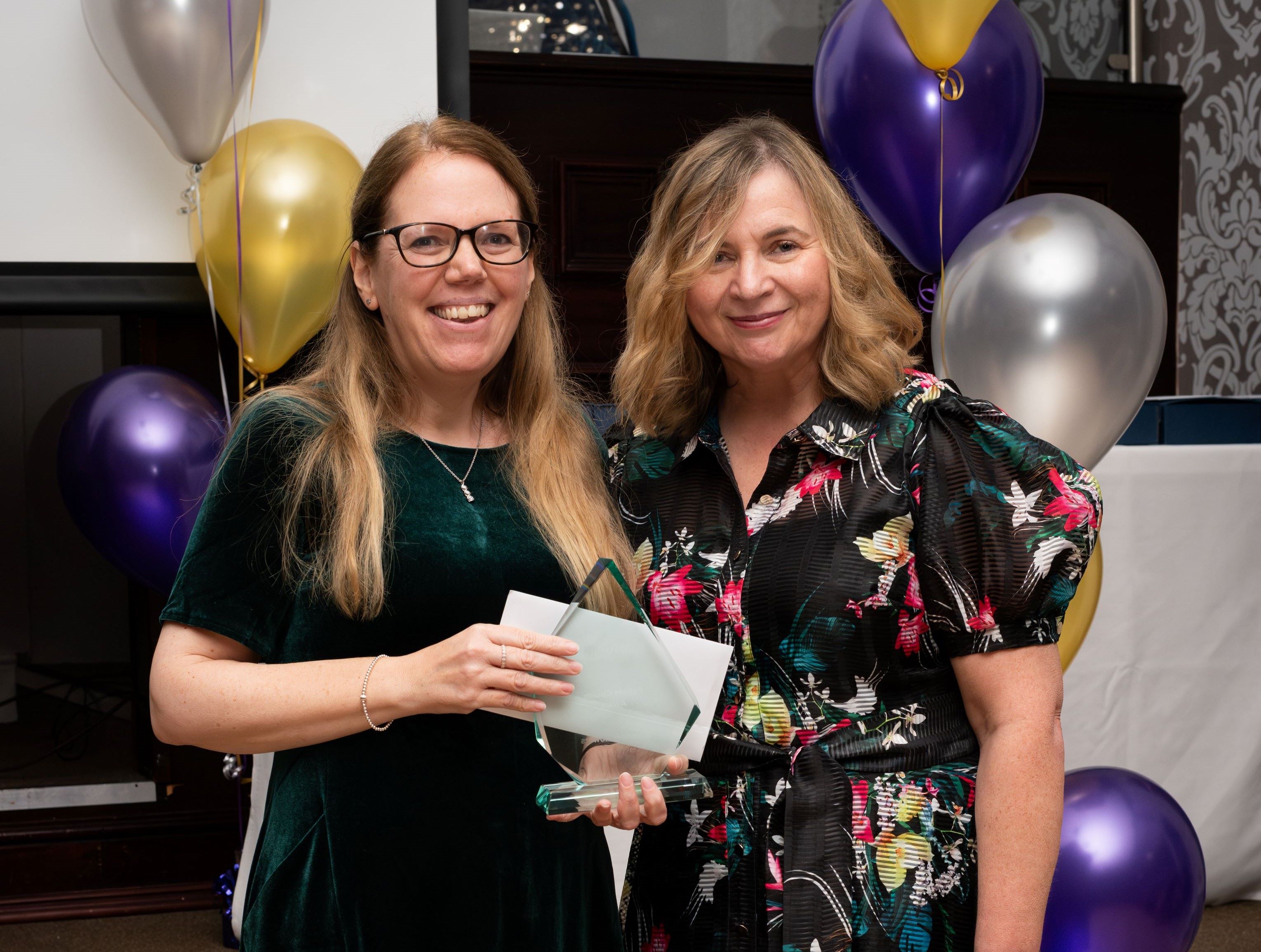 Suzanne Blowers & Geraldine Rogers with the Award