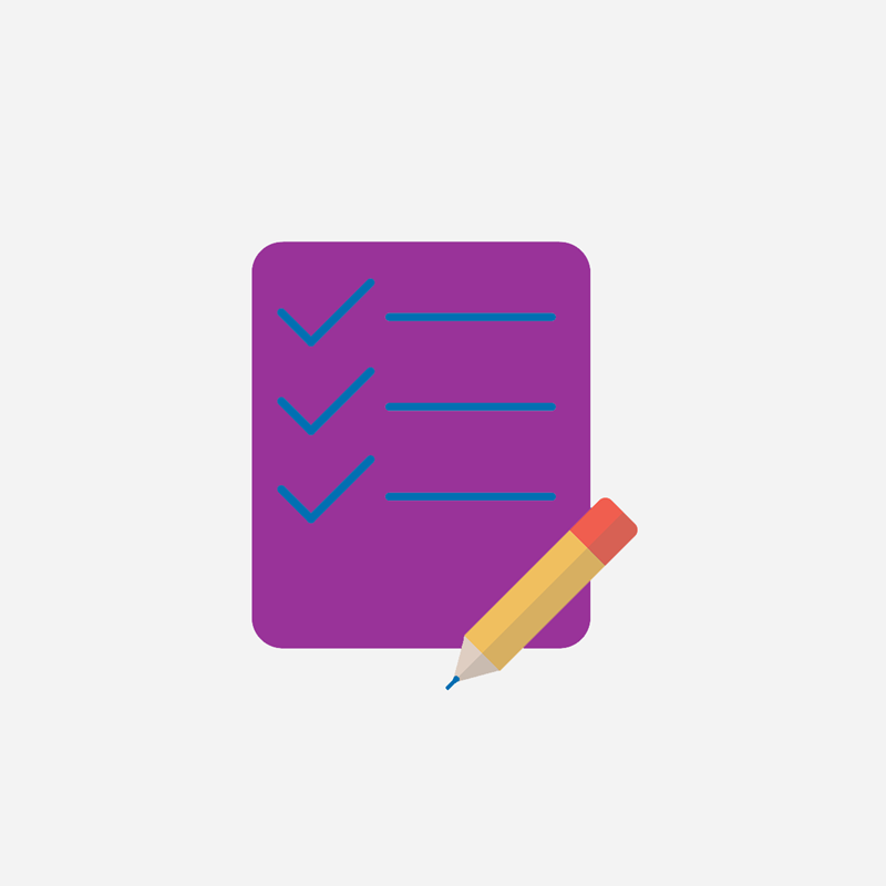 Graphic of paper with a pencil