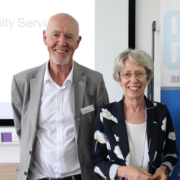 ECCH's Chair, Tony Osmanski posing for picture next to Patricia Hewitt